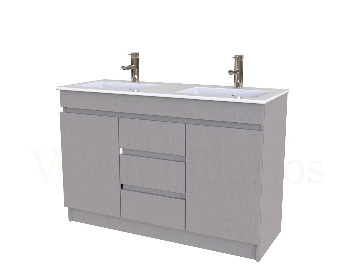 Mueble vanitorio doble al piso de 120 cm con cubierta de loza / M2-1201-D / Notte 1