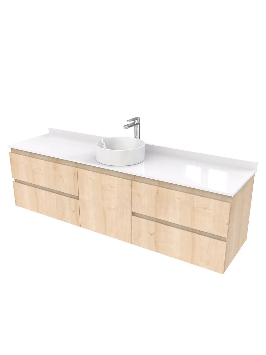 Mueble Vanitorio  aereo para lavamanos sobreponer simple de 180 cm M2-1830-SPA / Rustico 1