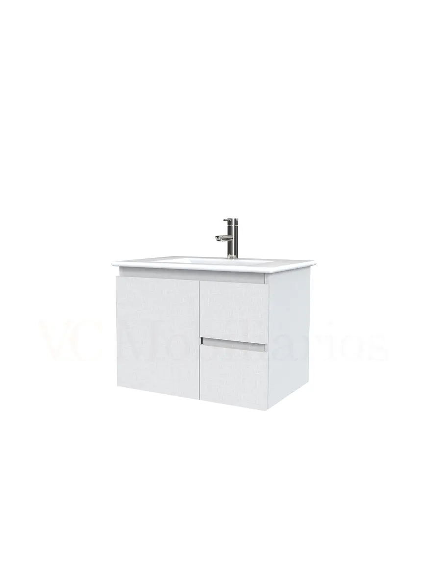 Mueble vanitorio aereo con cubierta de loza de 60 cm  /  M2-601-A / Giorno 1