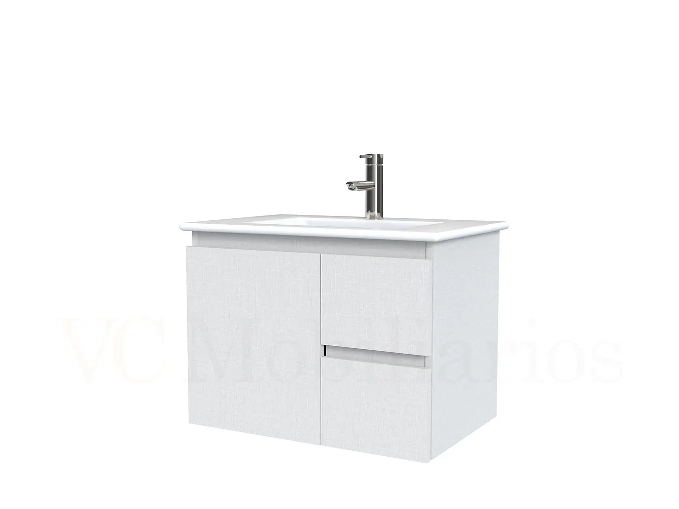 Mueble vanitorio aereo con cubierta de loza de 60 cm  /  M2-601-A / Giorno 1