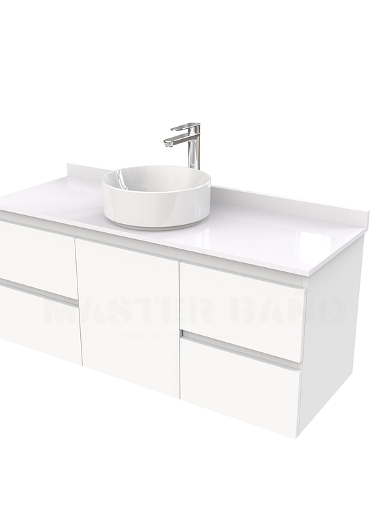 Mueble Vanitorio  aereo para lavamanos sobreponer simple de 130 cm M2-1330-SPA / Blanco 1