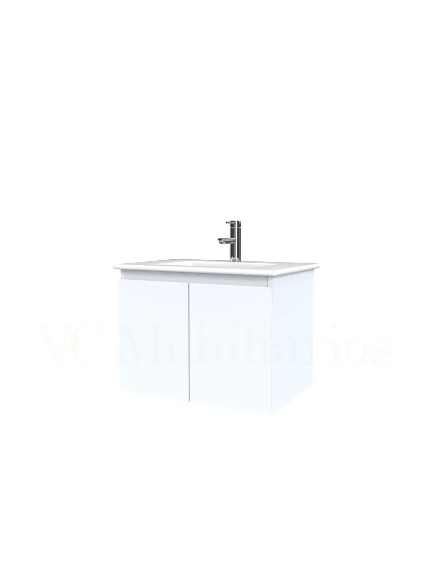 Mueble vanitorio aereo con cubierta de loza de 60 cm  /  M0-601-A / Blanco 1