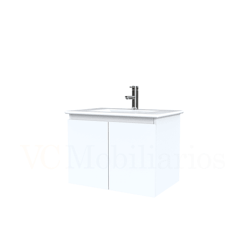 Mueble vanitorio aereo con cubierta de loza de 60 cm  /  M0-601-A / Blanco