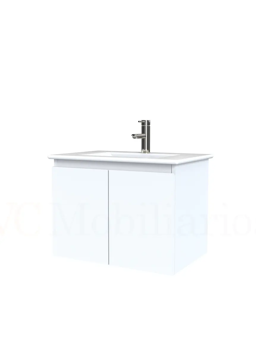 Mueble vanitorio aereo con cubierta de loza de 60 cm  /  M0-601-A / Blanco 1