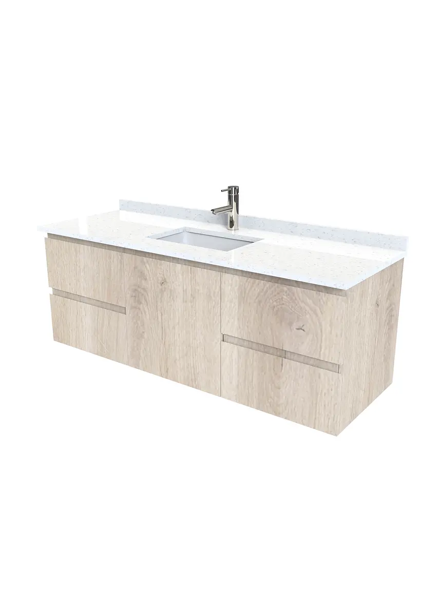 Mueble vanitorio aereo de 140 cm con cubierta de cuarzo / M2-1438-A / Jerez 1