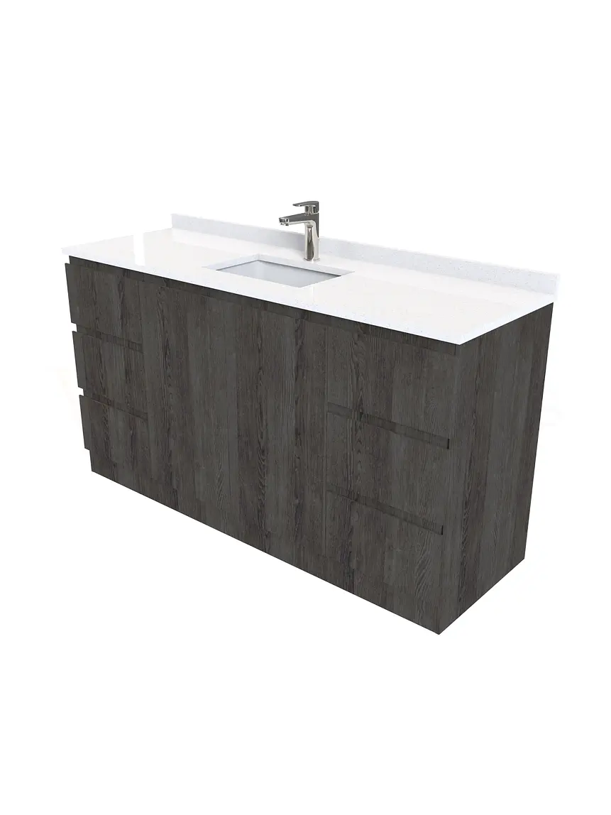 Mueble vanitorio al piso de 150 cm con cubierta de cuarzo M2-1538 / Espresso 2