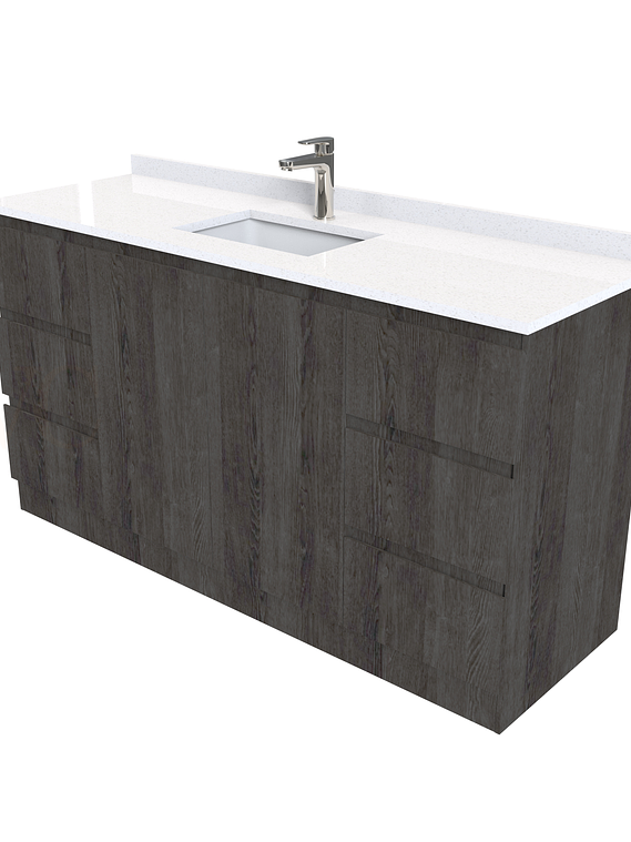 Mueble vanitorio al piso de 150 cm con cubierta de cuarzo M2-1538 / Espresso 1