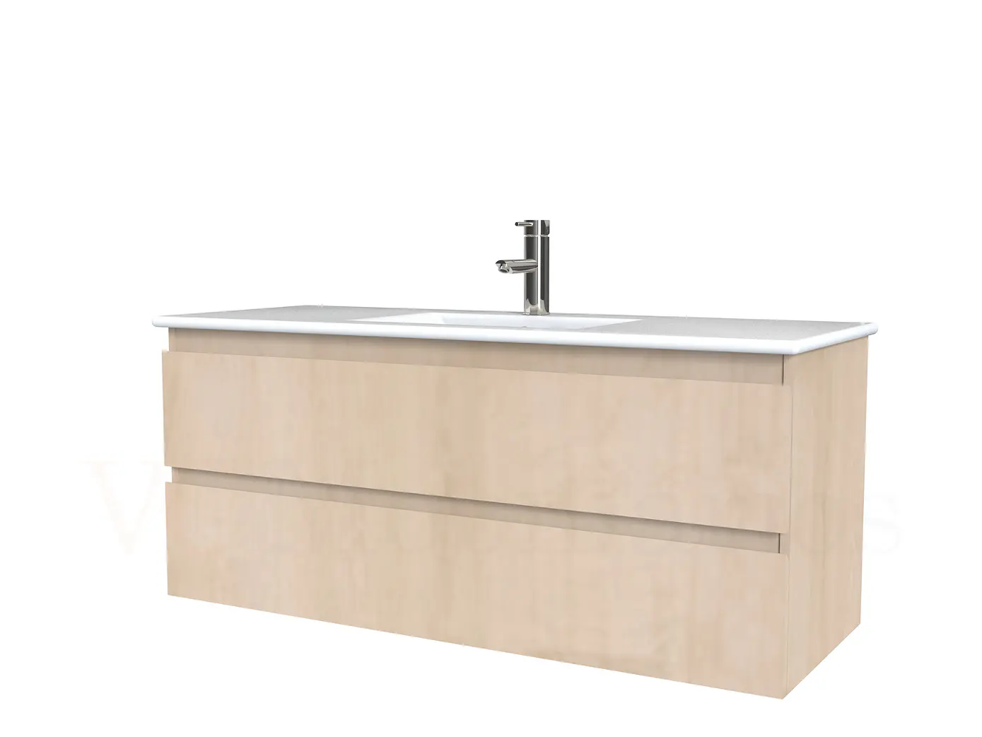 Mueble vanitorio aereo con cubierta de loza de 100 cm / M3-1001-A / Rustico 1