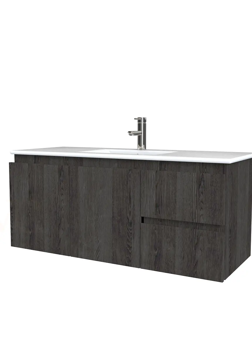 Mueble vanitorio aereo con cubierta de loza de 100 cm / M2-1001-A / Espresso 2