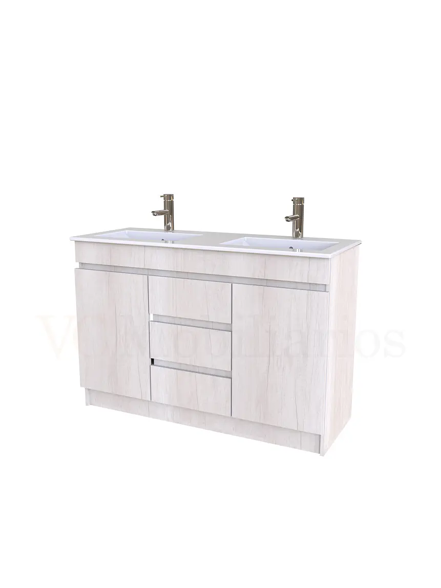 Mueble vanitorio doble al piso de 120 cm con cubierta de loza / M2-1201-D / Toscana 1