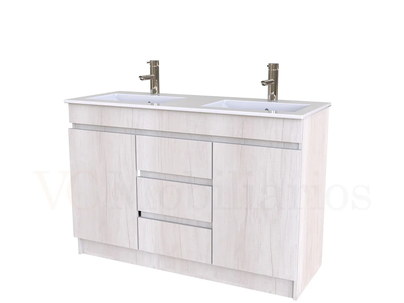 Mueble vanitorio doble al piso de 120 cm con cubierta de loza / M2-1201-D / Toscana 1