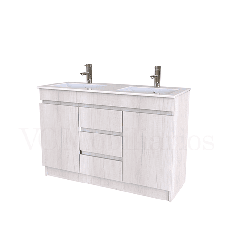 Mueble vanitorio doble al piso de 120 cm con cubierta de loza / M2-1201-D / Toscana