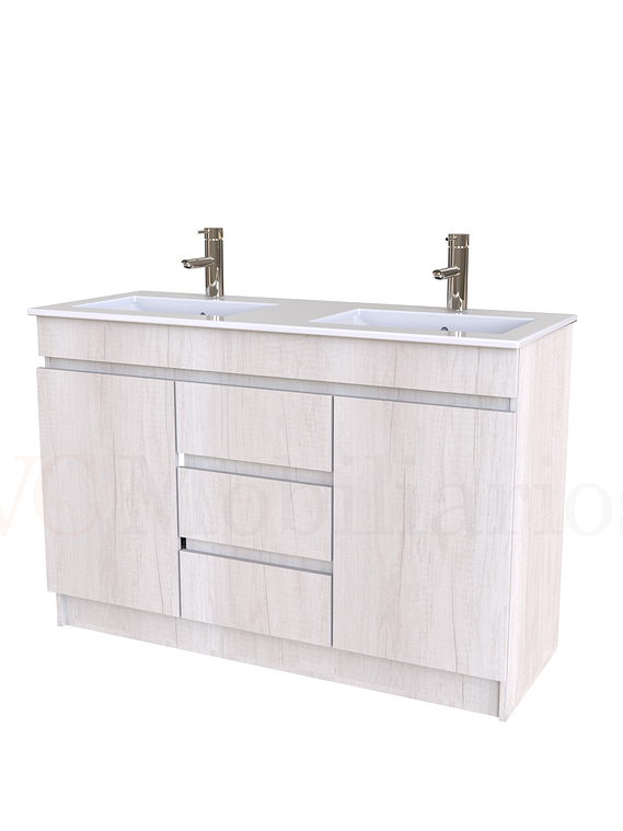 Mueble vanitorio doble al piso de 120 cm con cubierta de loza / M2-1201-D / Toscana 1