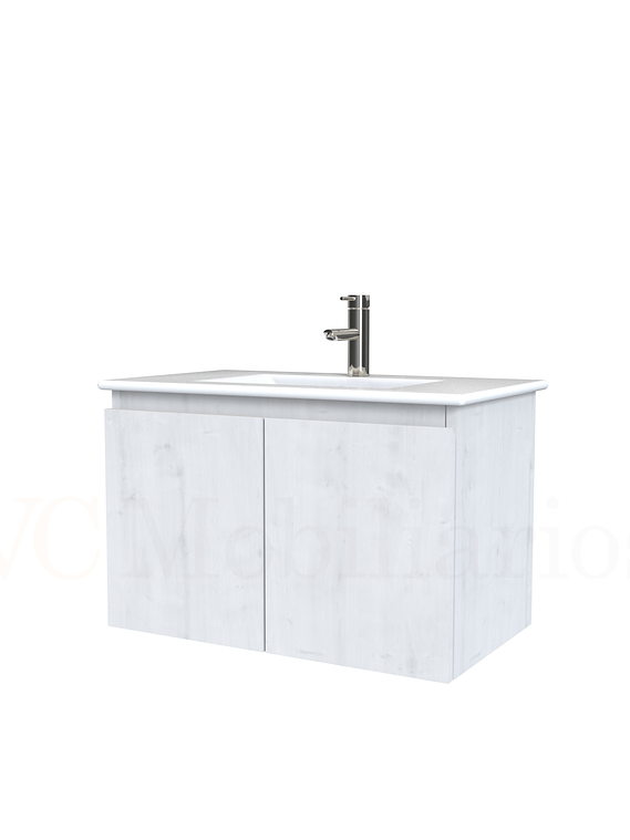 Mueble vanitorio aereo con cubierta de loza de 70 cm  /  M0-701-A / Alaska 1