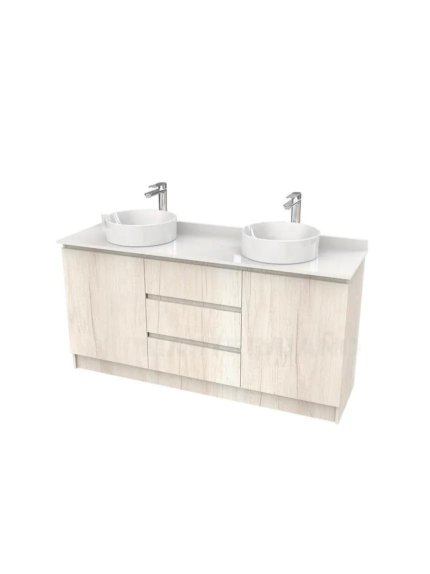 Mueble vanitorio al piso doble para lavamanos de sobreponer de 150cm /  M2-1538-DP / Toscana 1