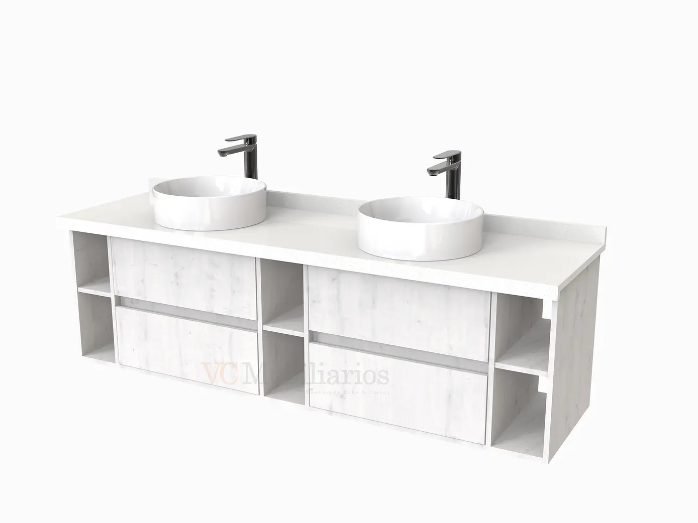 Mueble Vanitorio  para lavamanos sobreponer Doble de 170 cm M5-1730-SPA / Alaska 1