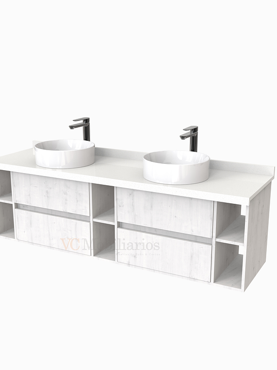 Mueble Vanitorio  para lavamanos sobreponer Doble de 170 cm M5-1730-SPA / Alaska 1