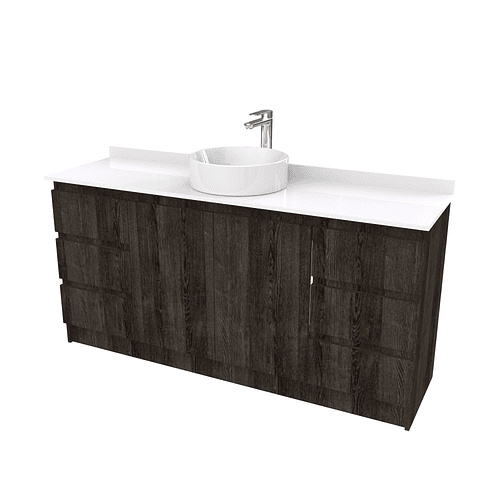 Mueble Vanitorio al piso para lavamanos sobreponer simple de 200 cm M2-2030-SPA / Espresso