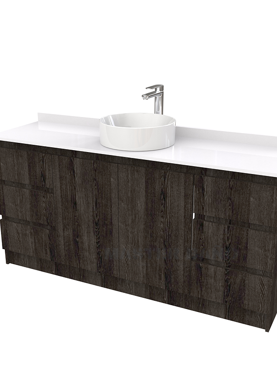 Mueble Vanitorio al piso para lavamanos sobreponer simple de 200 cm M2-2030-SPA / Espresso 1