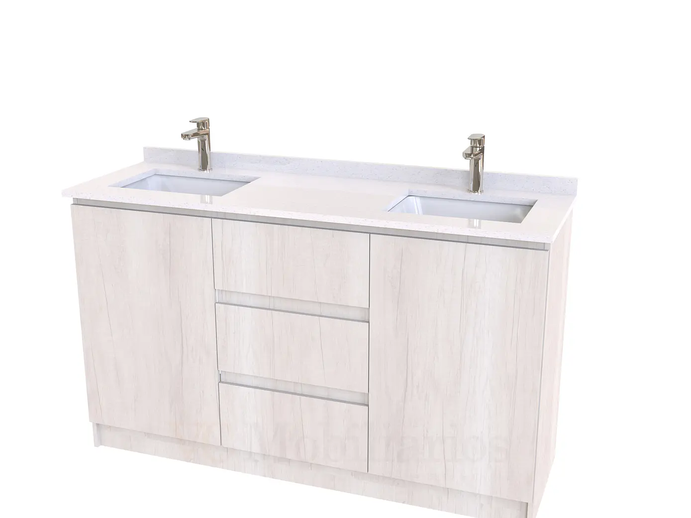 Mueble vanitorio Doble al piso con cubierta de cuarzo  de 140 cm /  M2-1434 -D / Toscana 1