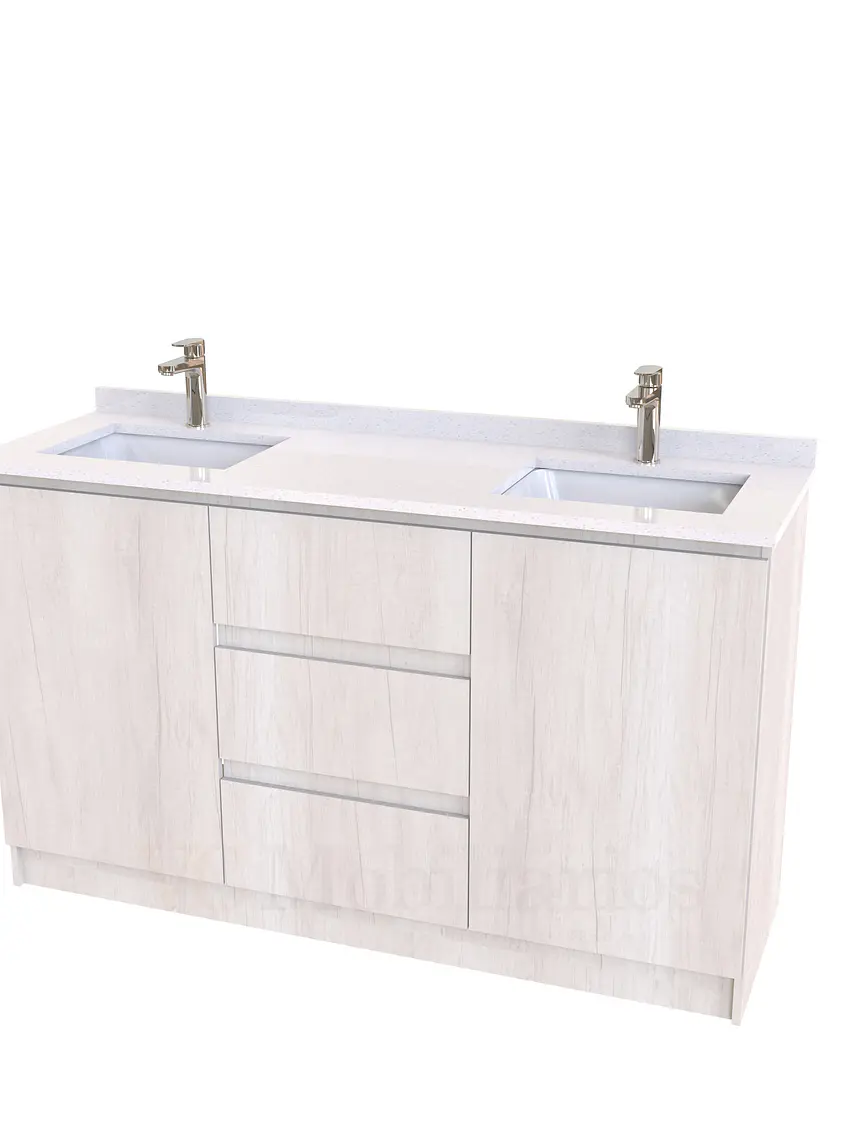 Mueble vanitorio Doble al piso con cubierta de cuarzo  de 140 cm /  M2-1434 -D / Toscana 1
