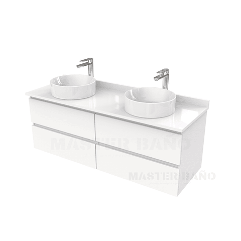 Mueble Vanitorio  para lavamanos sobreponer simple de 160 cm M4-1630-SPA / Blanco