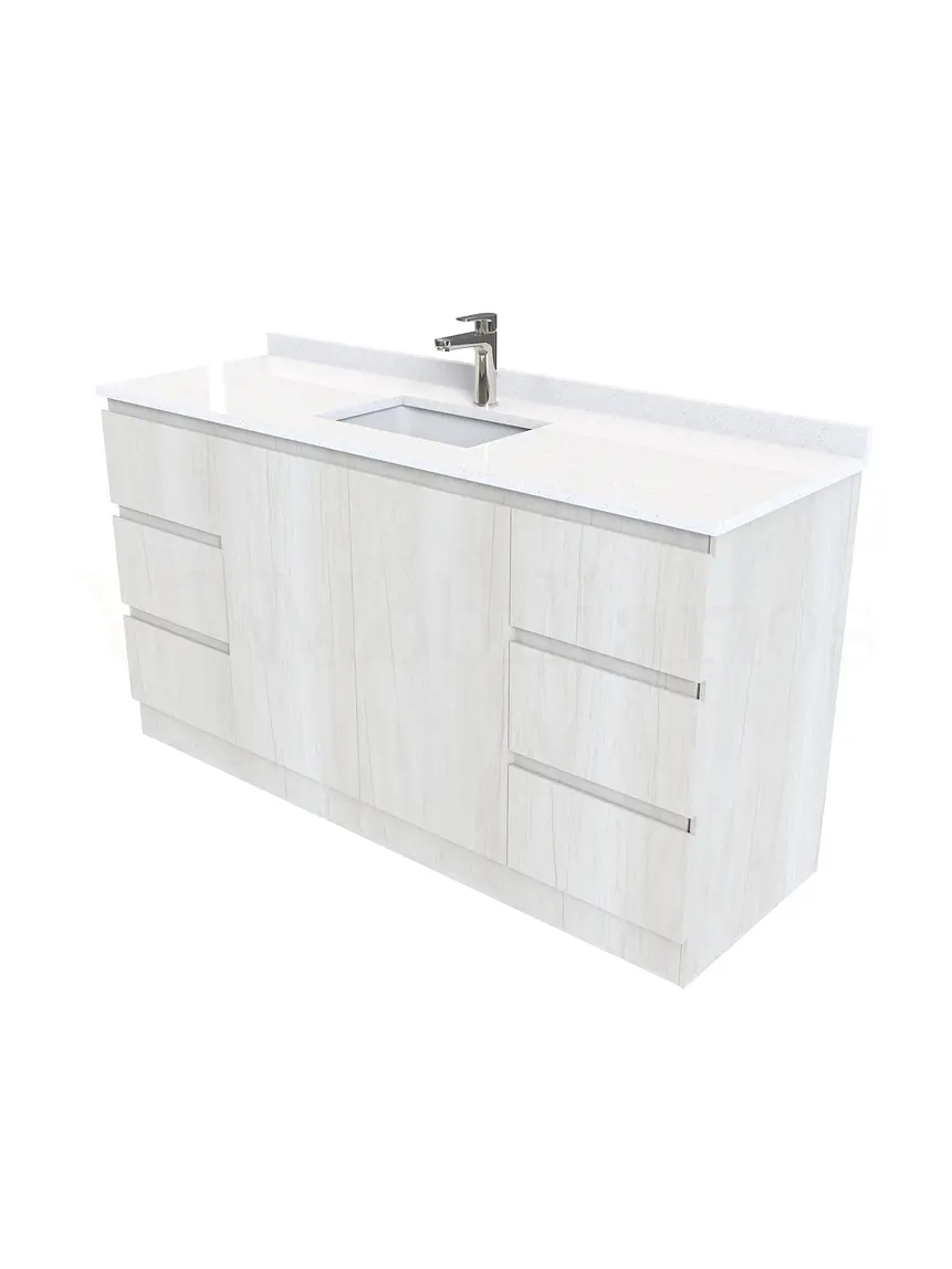 Mueble vanitorio al piso de 150 cm con cubierta de cuarzo M2-1538 / Toscana 2