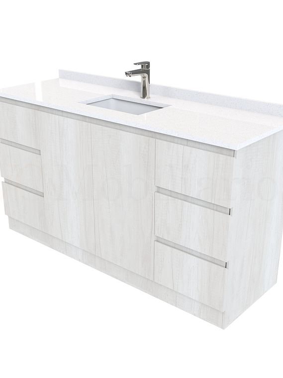 Mueble vanitorio al piso de 150 cm con cubierta de cuarzo M2-1538 / Toscana 1