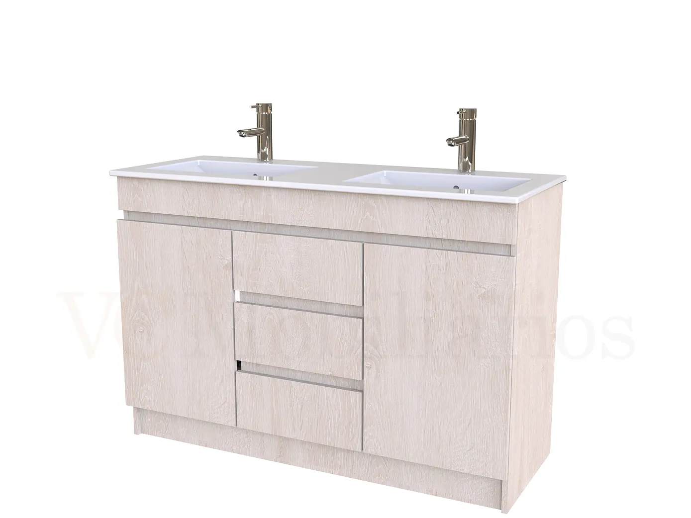 Mueble vanitorio doble al piso de 120 cm con cubierta de loza / M2-1201-D / Provenzal 1
