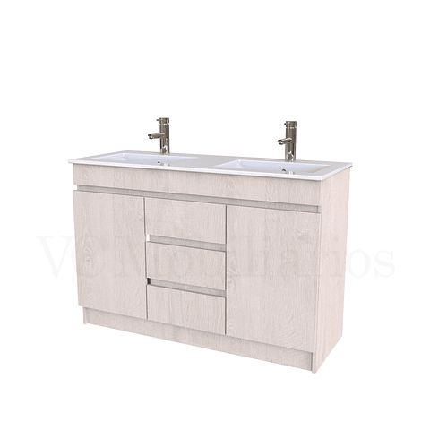 Mueble vanitorio doble al piso de 120 cm con cubierta de loza / M2-1201-D / Provenzal
