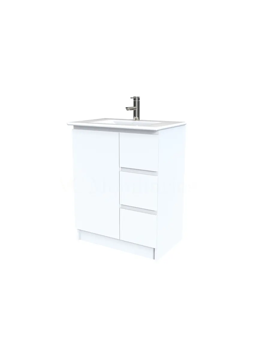 Mueble vanitorio al piso  de 60  cm con cubierta de loza M2-601  / Blanco 1