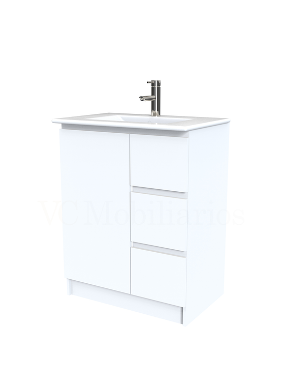 Mueble vanitorio al piso  de 60  cm con cubierta de loza M2-601  / Blanco 1