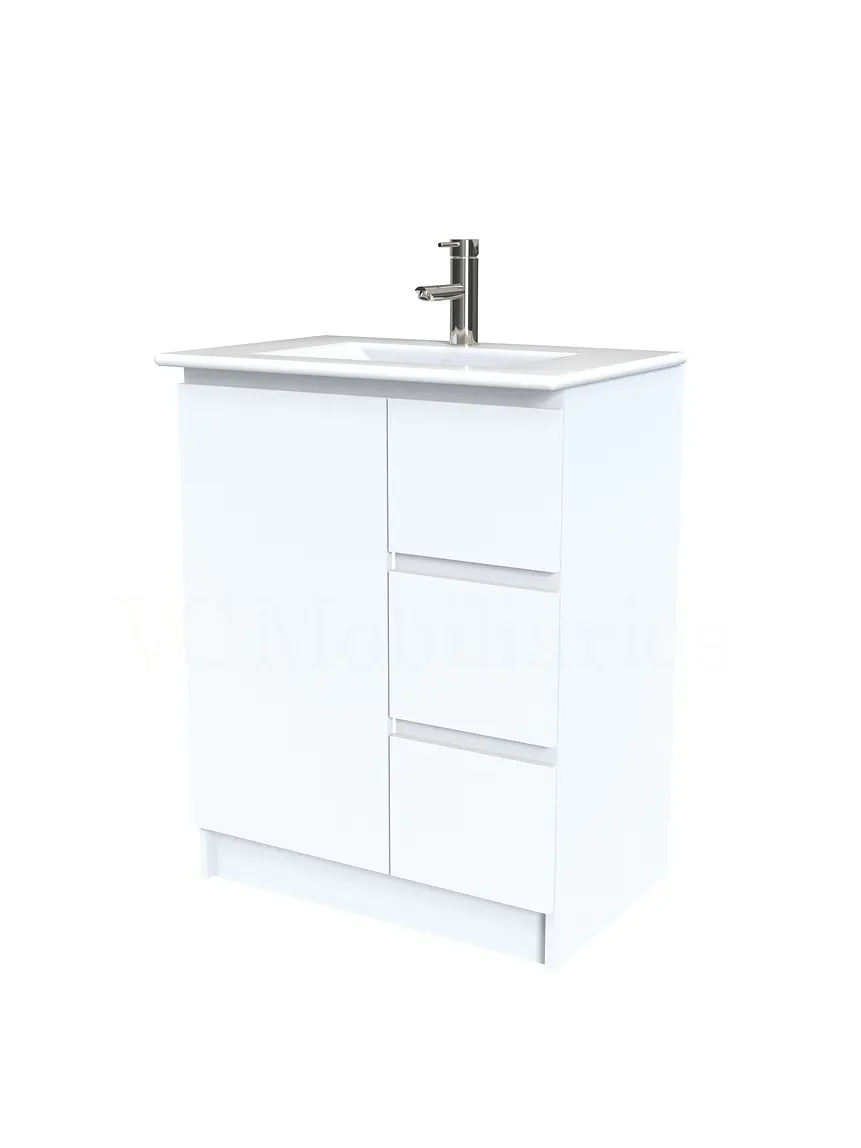 Mueble vanitorio al piso  de 60  cm con cubierta de loza M2-601  / Blanco 1