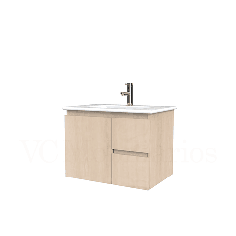 Mueble vanitorio aereo con cubierta de loza de 60 cm  /  M2-601-A / Rustico