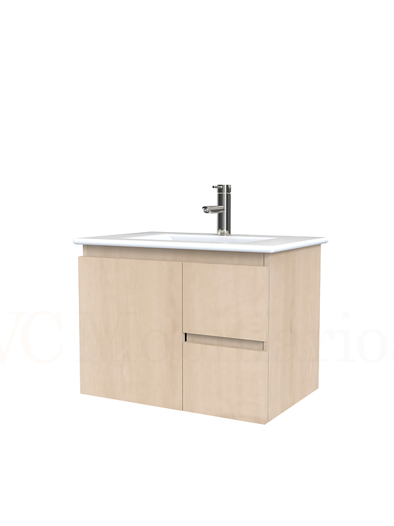 Mueble vanitorio aereo con cubierta de loza de 60 cm  /  M2-601-A / Rustico 1