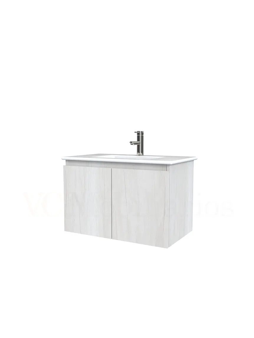 Mueble vanitorio aereo con cubierta de loza de 70 cm  /  Toscana 1