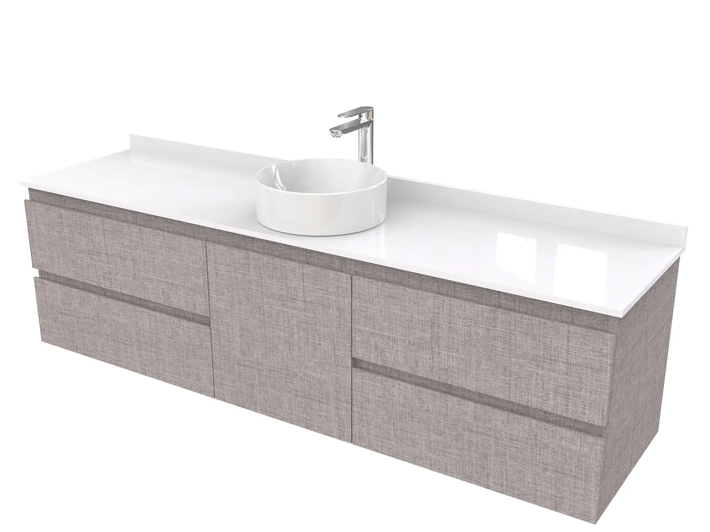 Mueble Vanitorio  aereo para lavamanos sobreponer simple de 180 cm M2-1830-SPA / Notte 1