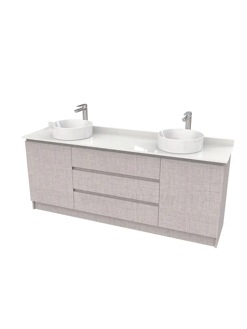Mueble vanitorio al piso doble para lavamanos de sobreponer de 190cm /  M2-1938-DP / Notte 1