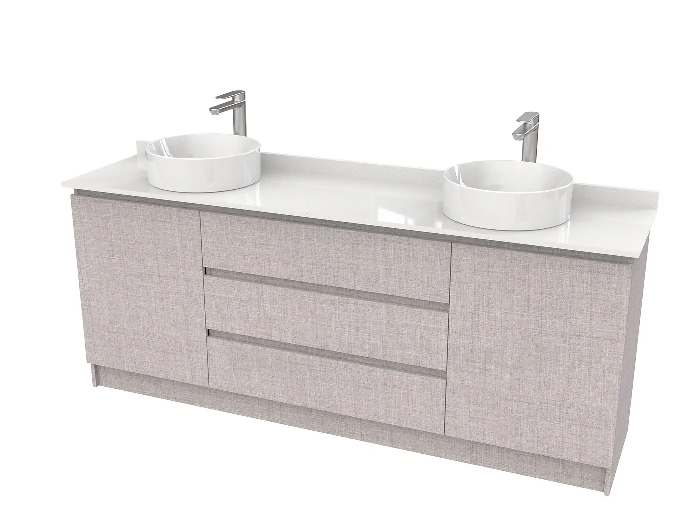 Mueble vanitorio al piso doble para lavamanos de sobreponer de 190cm /  M2-1938-DP / Notte 1