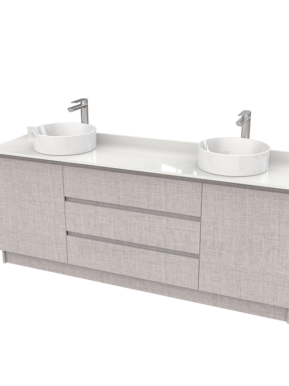 Mueble vanitorio al piso doble para lavamanos de sobreponer de 190cm /  M2-1938-DP / Notte 1