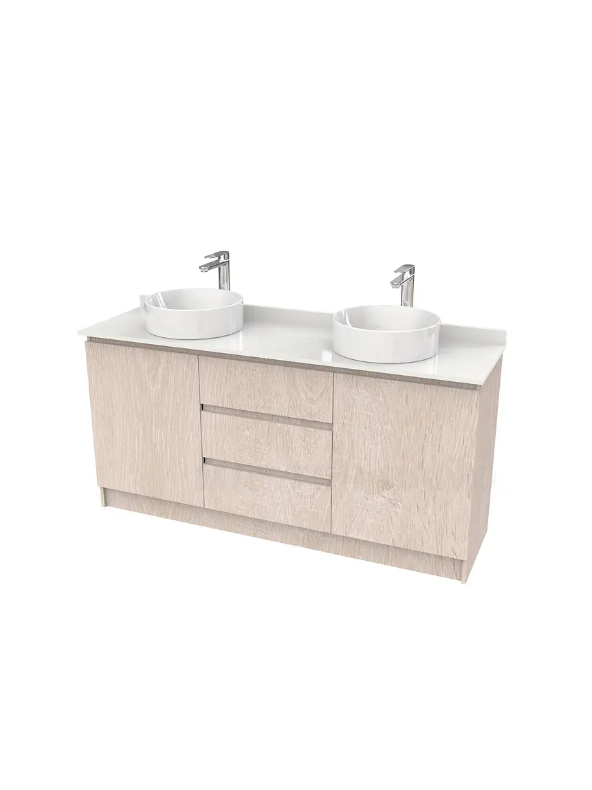 Mueble vanitorio al piso doble para lavamanos de sobreponer de 150cm /  M2-1538-DP / Provenzal 1