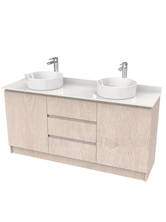 Mueble vanitorio al piso doble para lavamanos de sobreponer de 150cm /  M2-1538-DP / Provenzal 1