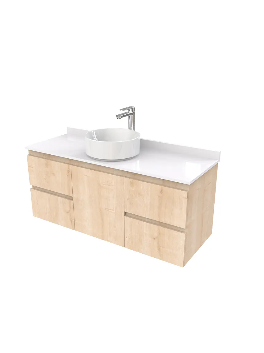 Mueble Vanitorio  aereo para lavamanos sobreponer simple de 130 cm M2-1330-SPA / Rustico 1