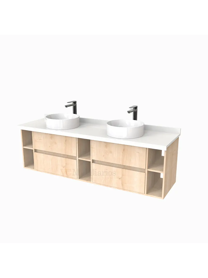 Mueble Vanitorio  para lavamanos sobreponer Doble de 170 cm M5-1730-SPA / Rustico 1