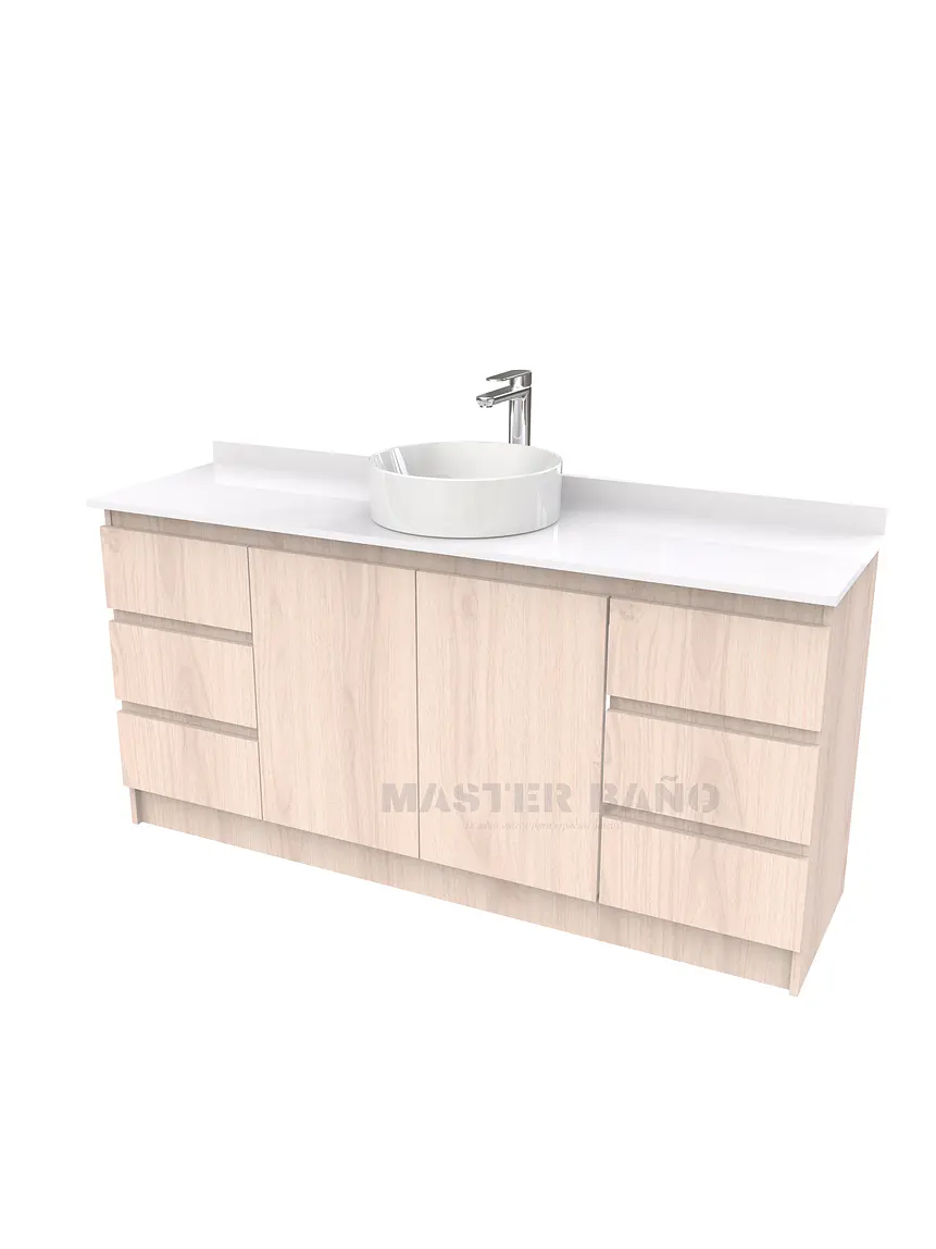 Mueble Vanitorio al piso para lavamanos sobreponer simple de 160 cm M2-1630-SPA / Nougat 1