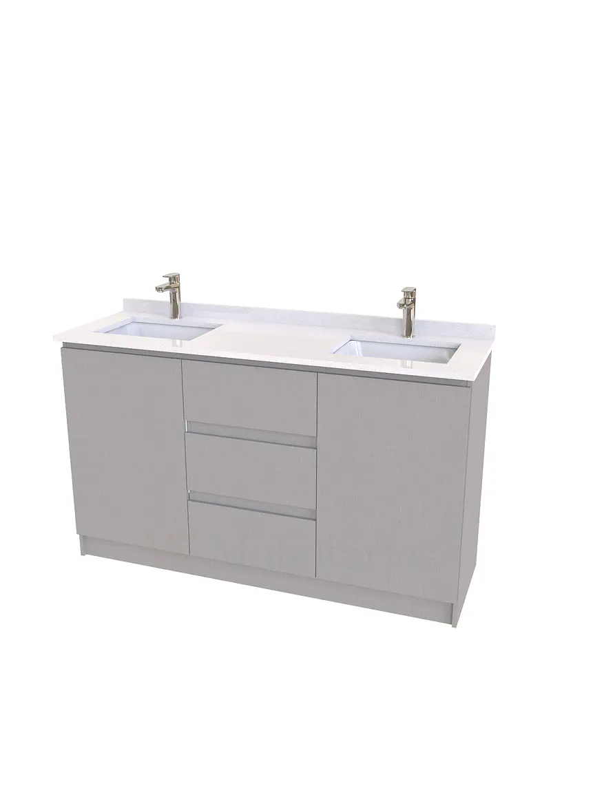 Mueble vanitorio Doble al piso con cubierta de cuarzo  de 140 cm /  M2-1434 -D / Notte 1