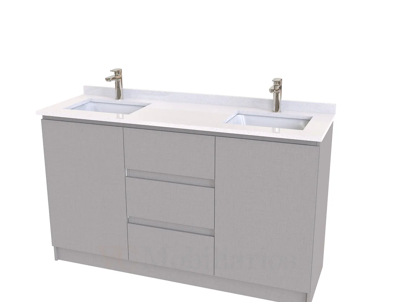 Mueble vanitorio Doble al piso con cubierta de cuarzo  de 140 cm /  M2-1434 -D / Notte 1