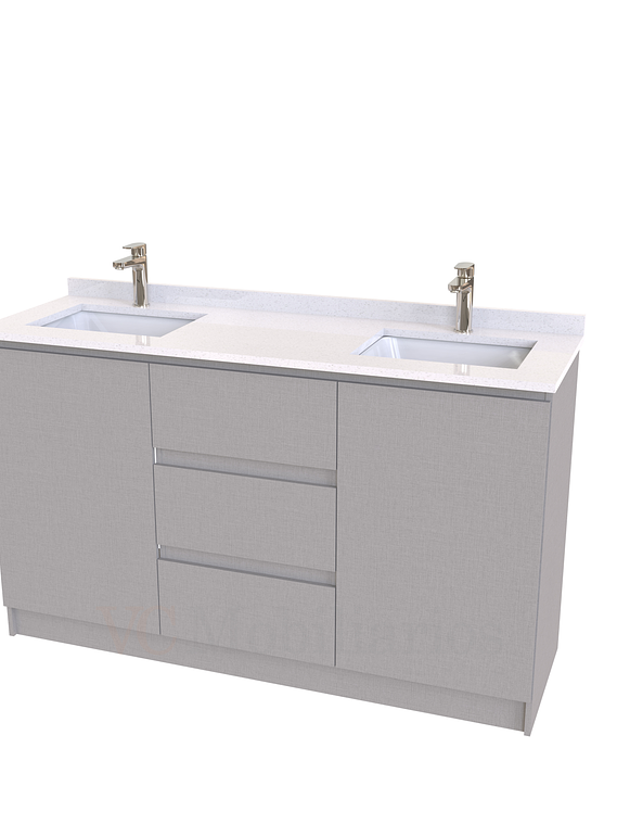 Mueble vanitorio Doble al piso con cubierta de cuarzo  de 140 cm /  M2-1434 -D / Notte 1