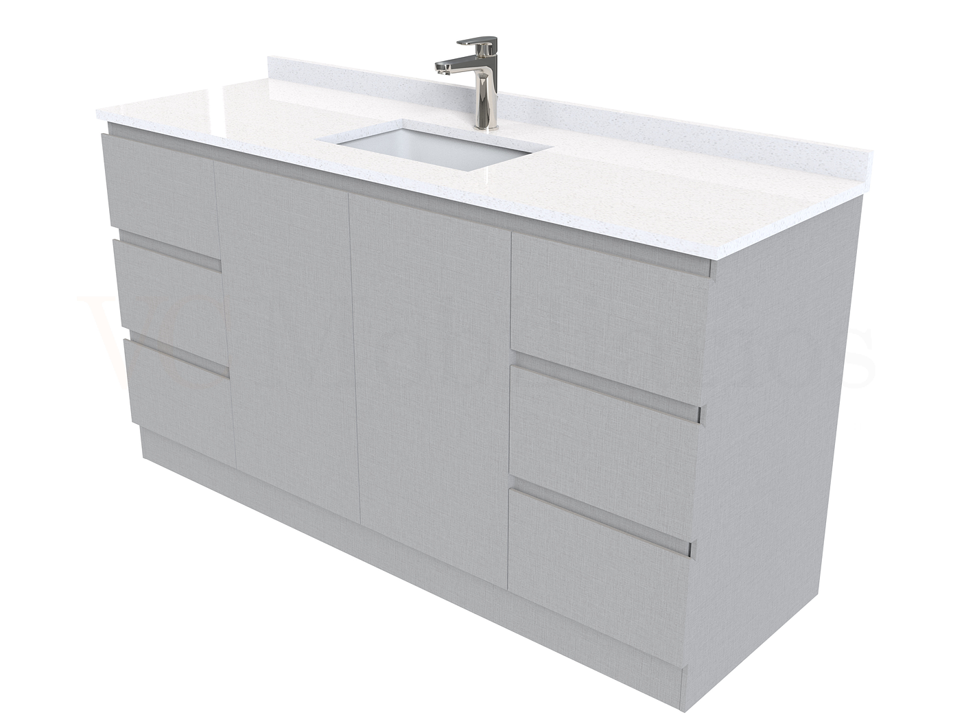 Mueble vanitorio al piso de 150 cm con cubierta de cuarzo M2-1538 / Carbon 1