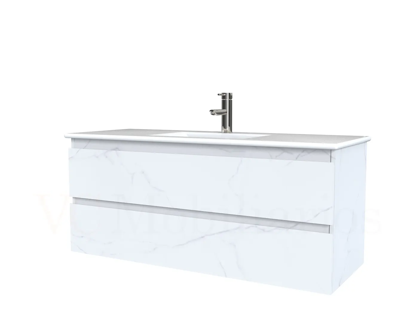 Mueble vanitorio aereo con cubierta de loza de 100 cm / M3-1001-A / Marmara 1